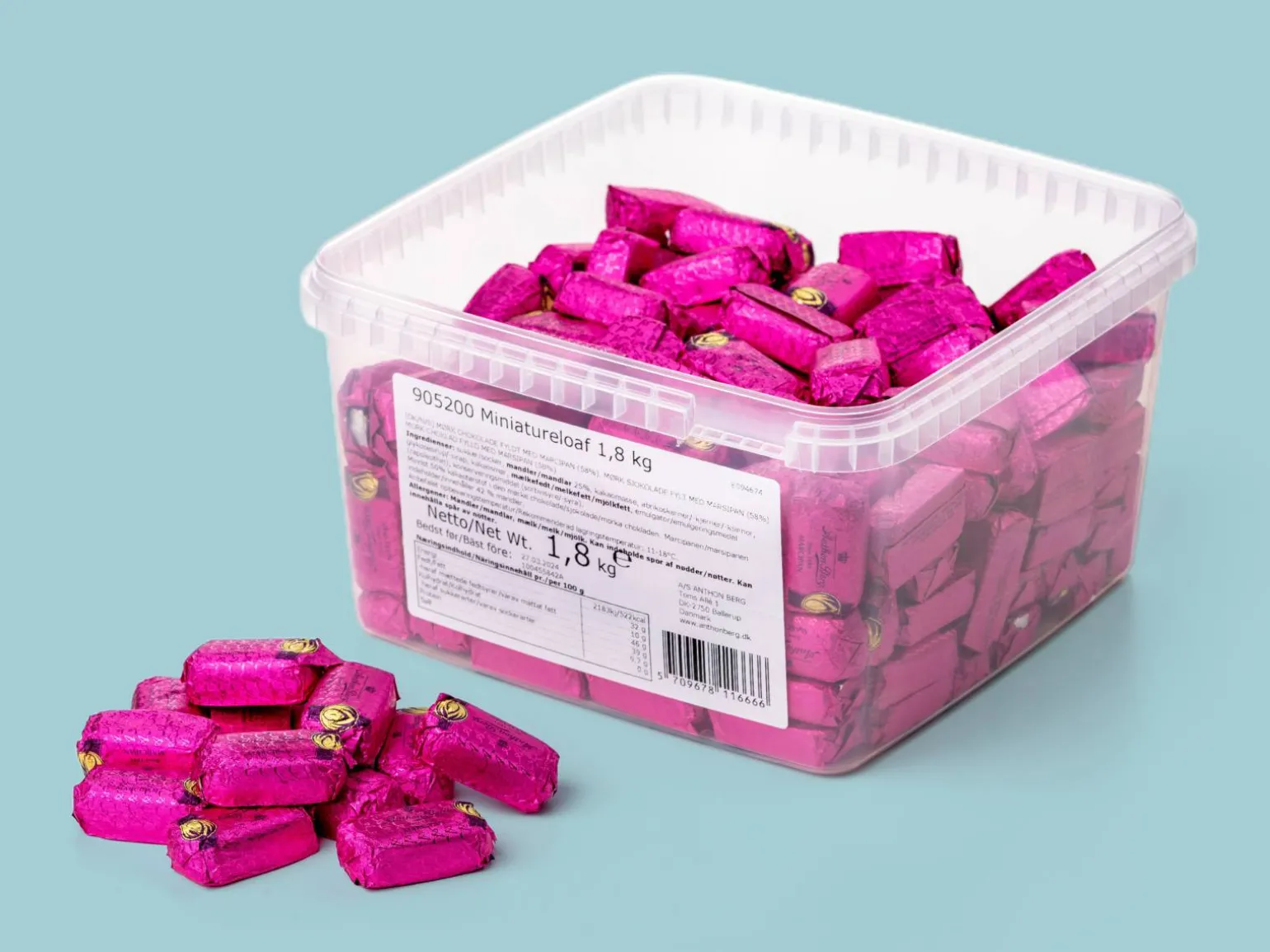 Anthon Berg Mini Marcipanbrød Bland-selv-slik i kasser 1,8 kg