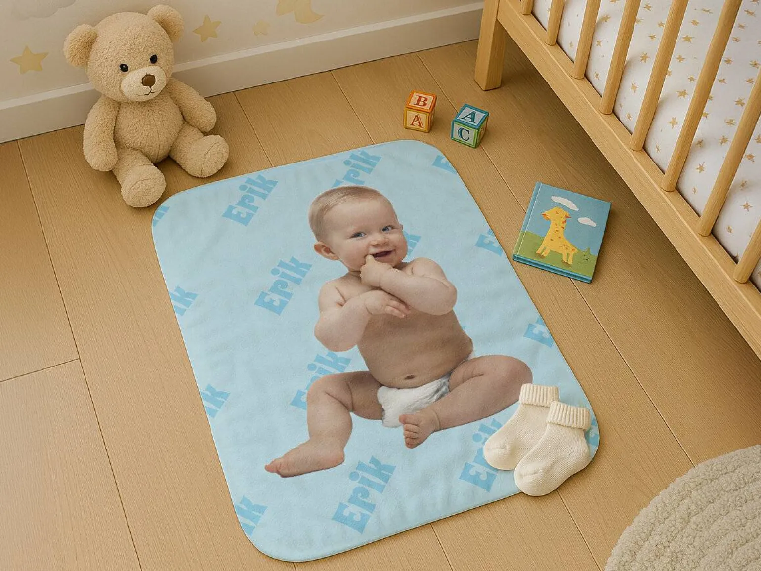 Babytæppe med Eget Billede & Navn