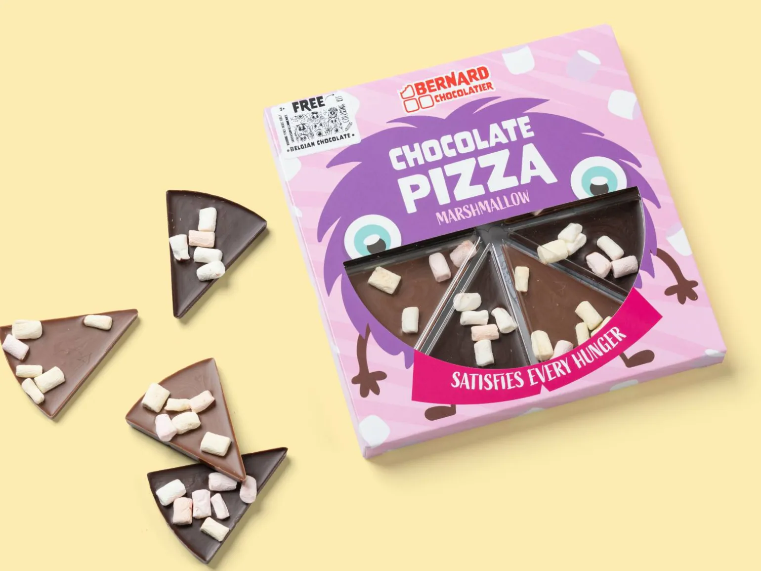 Chokoladepizza med skumfiduser