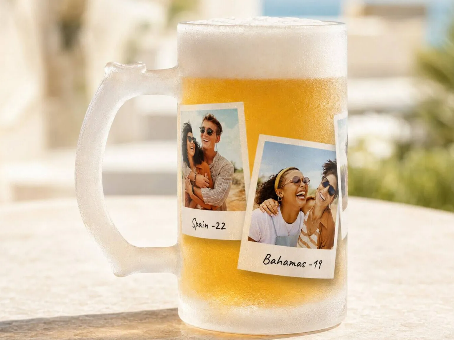 Frostet ølglas med eget foto