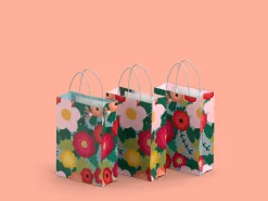 Gaveposer 3-pak - Lyserøde blomster - Mellem