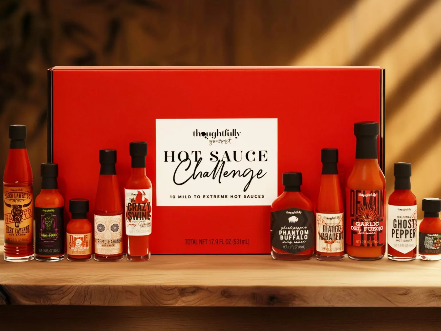 Gaveæske med Stærke Saucer: Hot Sauce Challenge - Thoughtfully