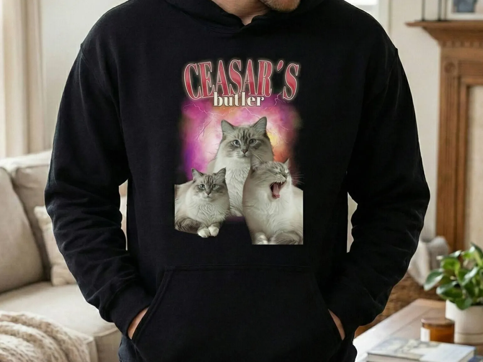 Hoodie med Fotocollage - 90'er Design