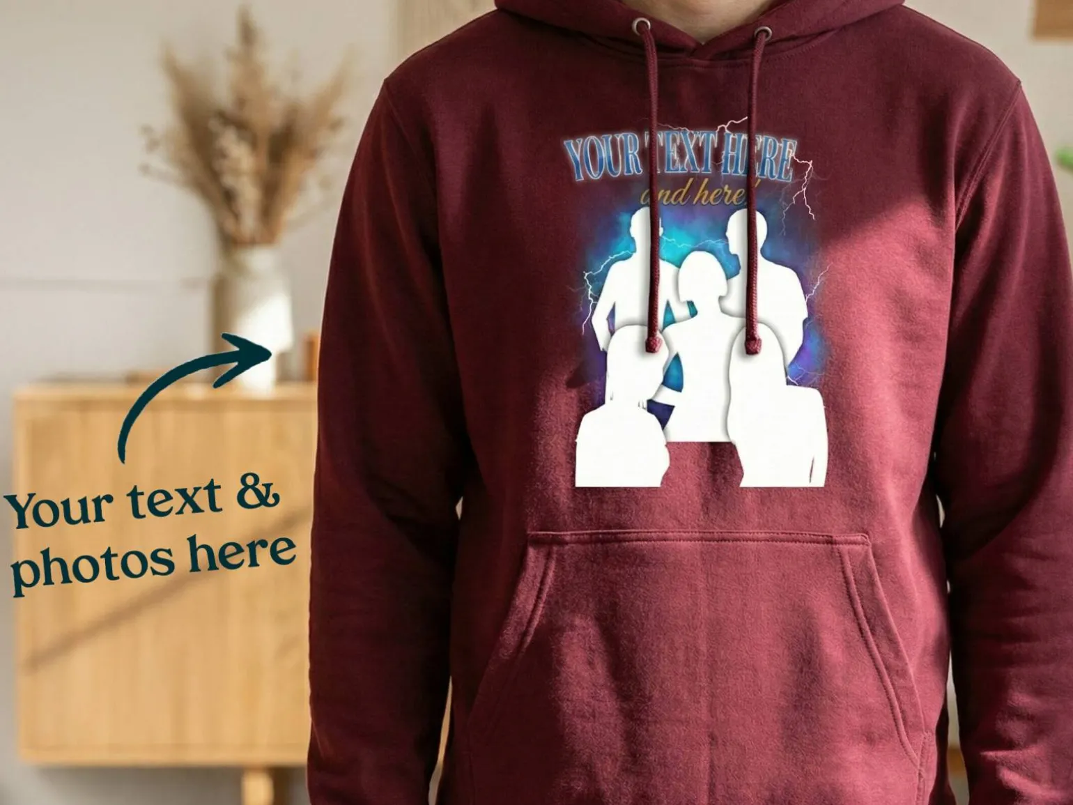 Hoodie med Fotocollage - 90'er Design