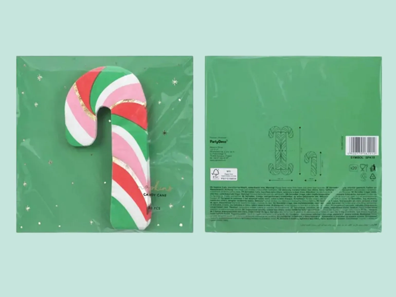 Juleservietter Sukkerstok 20-pak