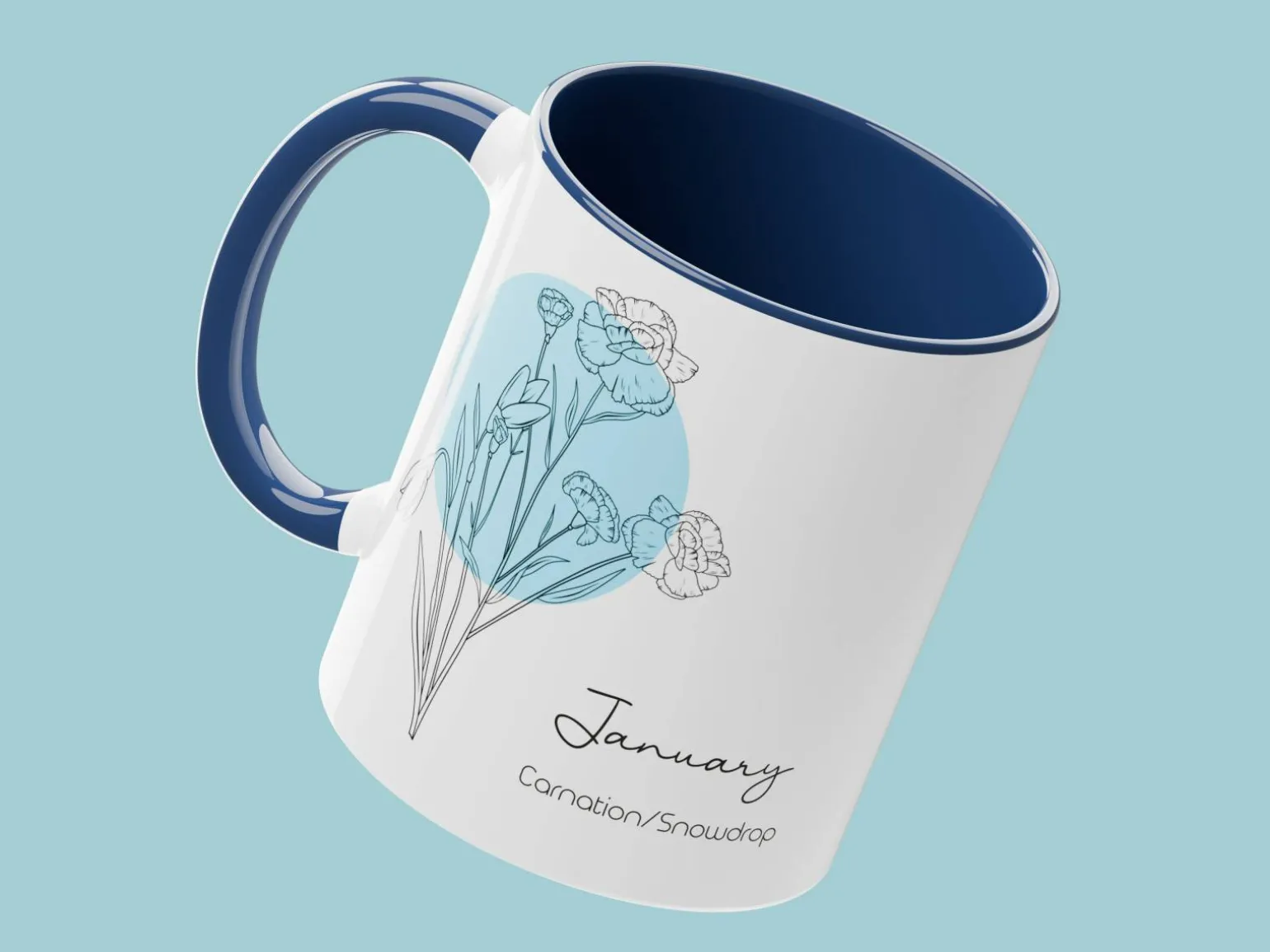 Krus med Månedsblomst & Egen Tekst