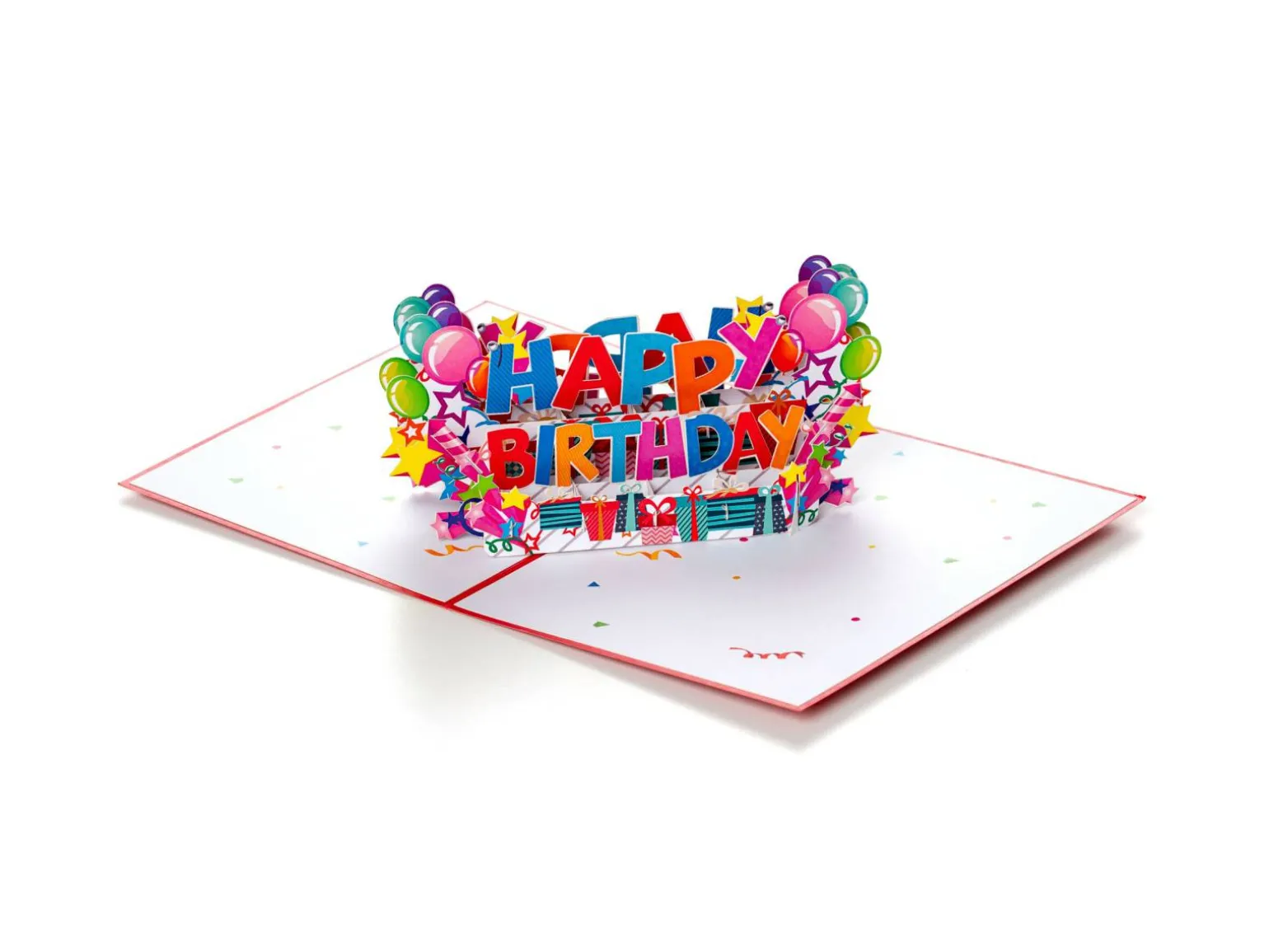 Pop Up-kort - Happy Birthday (rødt kort)