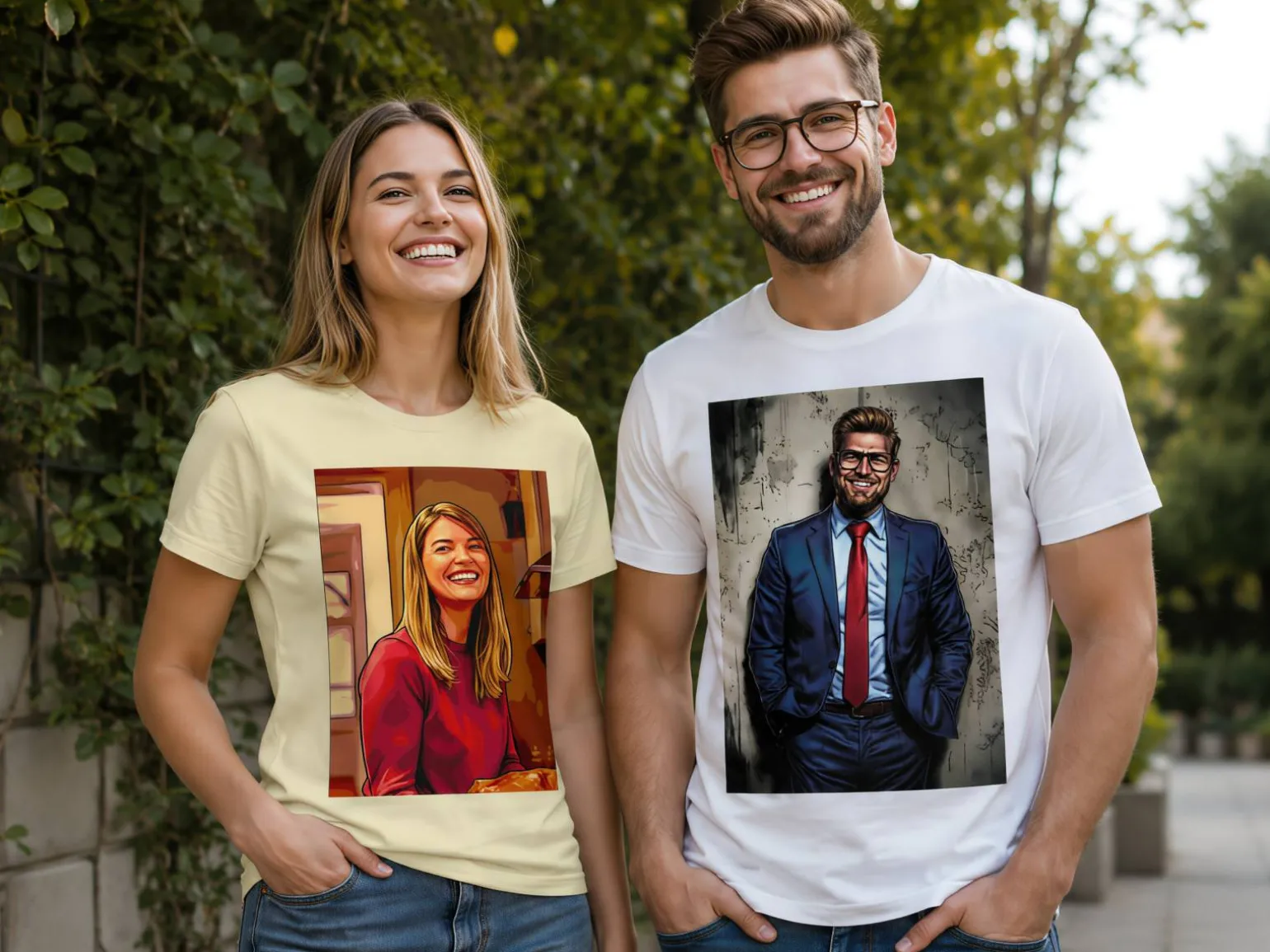 Premium T-shirt med foto - AI-tryk