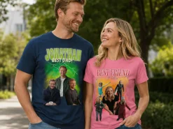 Premium T-shirt med fotocollage - 90s design