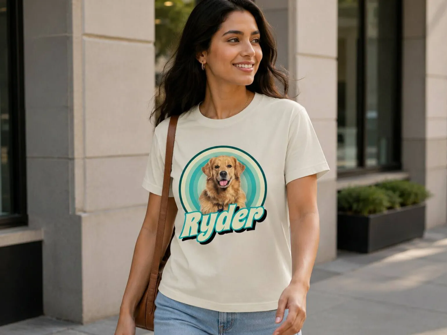 Premium T-shirt med foto - Retrodesign kæledyr