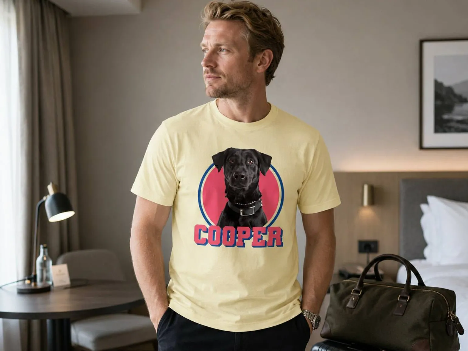 Premium T-shirt med foto - Retrodesign kæledyr