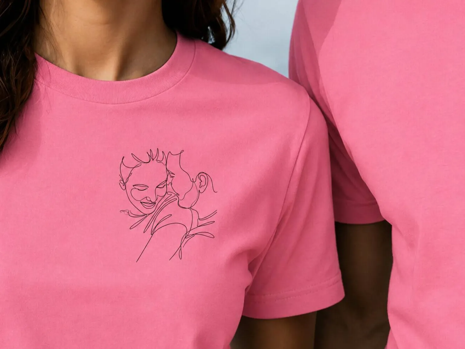 Premium T-shirt med line art