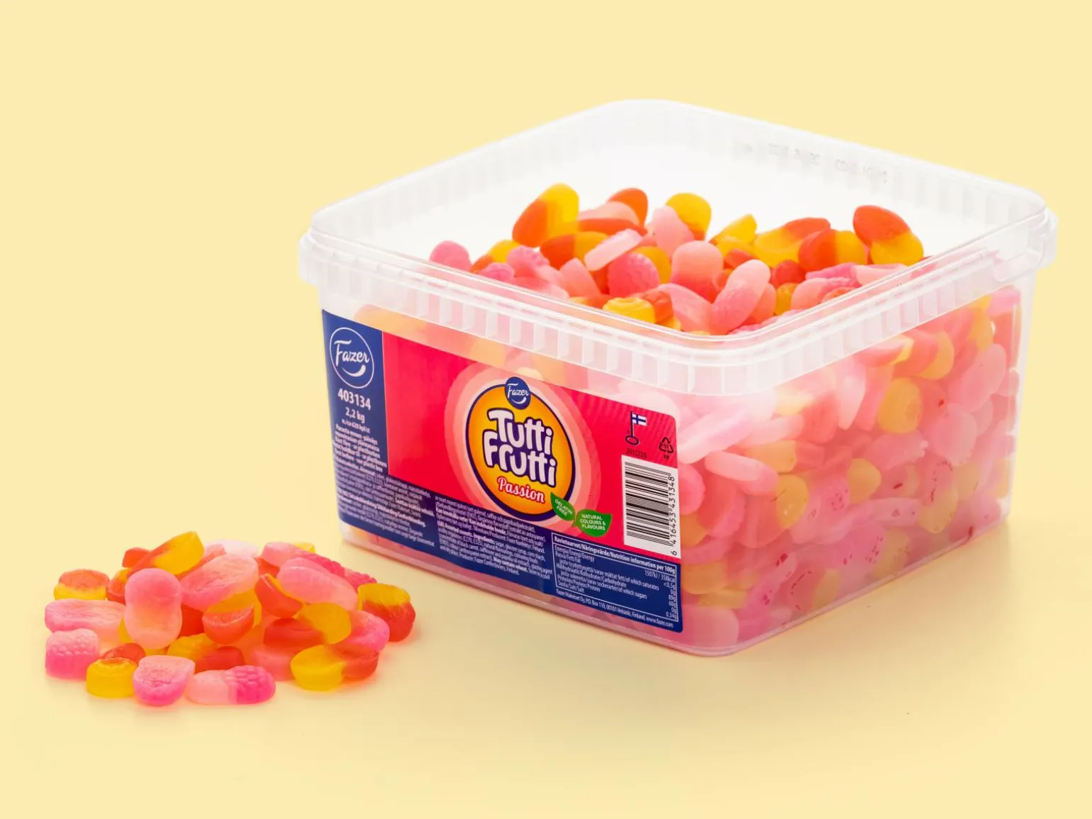 Tutti Frutti Passion Bland-selv slik i kasser 2,2 kg